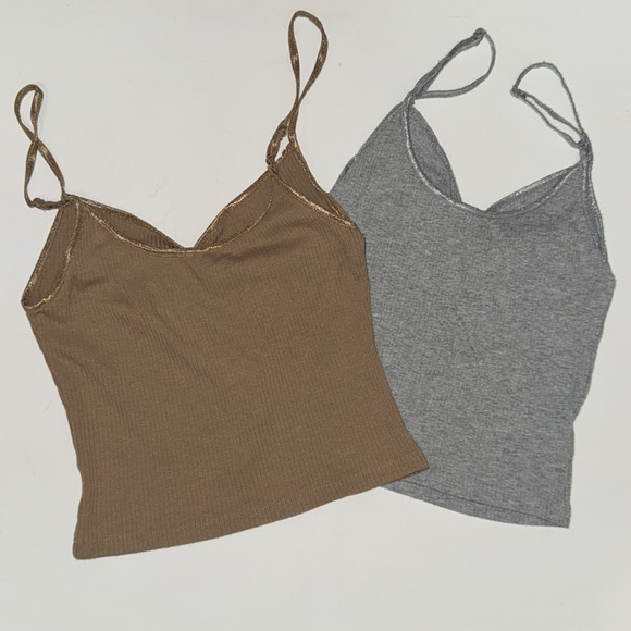 American Eagle Bundle Cami Tank Top Stylish Brown and Gray Women's Tops - Picture 2 of 7